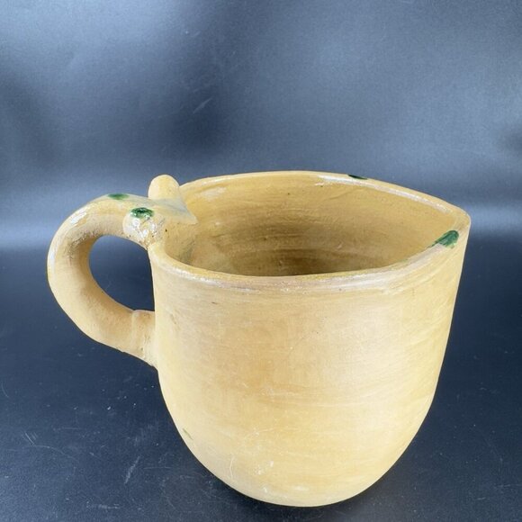 Vintage Stoneware Hand Made Pottery Pitcher Creamer Heart Shaped Green Spots VTG - Picture 10 of 15